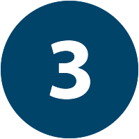 white number three in a dark blue circle